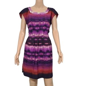 BeBop Womens MULTICOLOR Purple/BLACK Tie-Dye Stylish‎ SPRING SUMMER Dress Size L